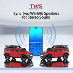 WSTER WS-696 Solar Bluetooth Replica Speaker – Portable Modern Off-Road Car Design with HD Sound, TWS, LED Party Light, USB/TF Playback, FM, Built-in Microphone, Surprise Gift(Red)