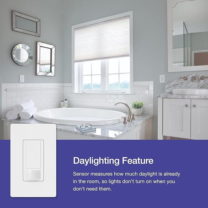 Lutron Maestro Motion Sensor Light Switch for Bathroom, Garage, Laundry Room, Closet, for Any Light Bulbs, Occupancy and Vacancy Sensor, Single-Pole Only, No Neutral Req, MS-OPS2-WH-3, White, 3 Pack