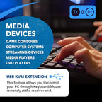 OREI 4K@60Hz KVM HDMI Extender Over Ethernet PoC Single HDBaseT CAT5e/CAT6A/CAT7 Cable - Upto 400 feet 4:4:4 - Remote, Keyboard, Mouse, USB Control
