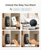DESLOC C100 Plus Built-in WiFi Smart Lock, Keyless Entry Door Lock with Display, Keypad Deadbolt for Front Door, App Remote Control, Anti-Peeping Password, BHMA Grade 3, Black