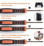 JOREST Cleaning Repair Tool Kit for PS5 PS4, with PH00 PH0 PH1 Phillips and T8 Torx Security Screwdriver set for Sony Playstation 3/4/5 Controller, Console, and Accessories, Crowbars, Tweezer, Screws