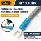 ALBO 350PCS Heat Shrink Fork Spade Connectors Kit #10 – 22-10 AWG Tinned Copper Terminals, Waterproof Wire Terminal Connector Assortment for Automotive, Marine, Speaker & Electrical Wiring