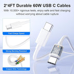 USB C Charger Block, 120W 6 Port USB Charging Station for Multiple Devices, Multi Type C Fast Charging Hub for iPhone 17 16 15 14 Pro Max ipad Samsung Galaxy, Perfect for Travel Home Office, White