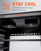 ECHOGEAR 9U Network Rack - Enclosed Wall Mount Rack Kit Includes 2X 1U Shelves, Pre-Mounted Fan, Lockable Door & Hardware - 600mm Depth Fits All Your AV Gear