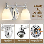 EJIAXIN Bathroom Vanity Lights Over Mirror, 2 Light Bath Vanity Light Modern Chrome Bathroom Lighting Vanity Light Vintage Style for Living Room Cabinet Bedroom Restroom