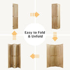 Pegboard Display, 5.6Ft Wooden Room Divider Folding Privacy Screens Portable Freestanding Wall Organizer for Retail Craft Art Display Board (4panels, Natural)
