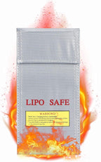 Fdit Lithium-Ion Battery Safe Bag, Fireproof Explosion-Proof Storage Bag 10x20cm with Hook and Loop Fastener for Battery Protection and Transport