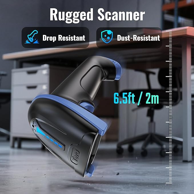 Tera 1D 2D QR Barcode Scanner Wireless and Wired with Battery Level Indicator Digital Printed Bar Code Reader Cordless Handheld Barcode Scanner Compact Plug and Play Model D5100