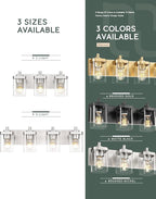 METWET Bathroom Light Fixtures, 3-Light Vanity Light with Square Clear Glass Shade, Brushed Nickel Modern Wall Sconces, Vanity Lighting Fixtures Over Mirror, VL194-BN-3