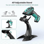 Anyeast Wireless Barcode Scanner with Stand, Industrial 1D 2D QR Bluetooth Barcode Scanner for Android, iOS, Windows, Mac, USB Bar Code Reader Scanner with Drop Resistant Dustproof Waterproof