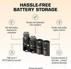 Storacell Slimline CR123 Battery Storage Caddy, Black, Holds 4 Batteries (Not Included)
