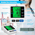 Panacare Blood Pressure Machine, Automatic Upper Arm Blood Pressure Monitor for Home use, 2x99 Readout and BP Cuff, 3.4" 3-Color Backlit Screen, Adjustable Large Cuff (8 to 16 inches), Black