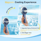 HandFan Upgraded Portable Handheld Misting Fan, Rechargeable Personal Mister Fan, Spray Water Mist Fans, Foldable Mini Cooling Hand Fans for Summer Beach Travel Concerts, Gifts for Women(Royal Blue)