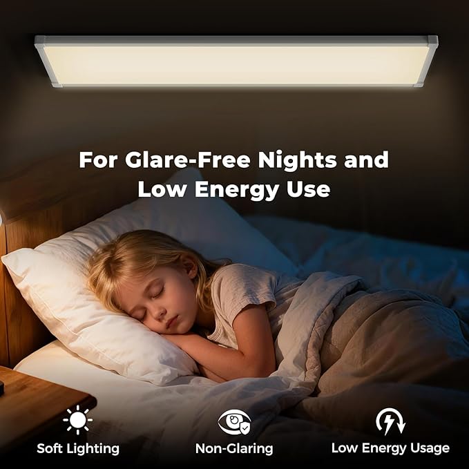 AIKVSXER 24 Pack 1x4 FT LED Flat Panel Light Surface Mount, with Wireless Switch & App Control, Night Mode, 50W 5500LM, 3000K/4000K/6500K, Ultra-Thin LED Light for Office Home,120-277V - White