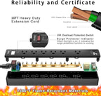 10 Ft Power Strip Surge Protector - Yintar Extension Cord with 6 AC Outlets and 3 USB Ports for Home, Office, Dorm Essentials, 1680 Joules, ETL Listed, Black