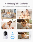 Comfyer Baby Monitor with Camera and Audio, 7" 720P HD Video Baby Monitor No WiFi, 6000mAh Battery, VOX Mode, Auto Night Vision, Hack Proof, Remote PTZ