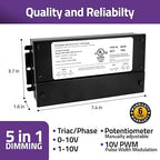 HitLights 200W Dimmable LED Driver, Electronic Transformer, 120V AC to 24V DC Power Supply for LED Strip Light, IP66 Rated, Dimming with TRIAC, 0-10V, 1-10V, Potentiometer, 10V PWM, UL Listed, Class 2