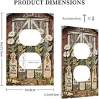 Bvtewkhz Rustic Daisy Barn Door Flowers Duplex Outlet Decorative Light Switch Covers Electrical Faceplate Switch Plates for Bathroom Kitchen Home