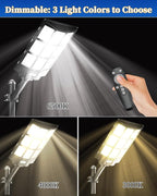 Ofuray Of-7200W Solar Street Light Outdoor-3000K/4000K/6500K Outdoor Security Flood Light,IP67 Solar Parking Lot Lights Commercial Dusk to Dawn with Remote Control for Yard,Residential