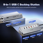 P9 PRO USB C Hub 10Gbps, intpw 9-in-1 USB 3.2 Hub with 4K@60Hz HDMI, 3 USB-A/C 3.2, 2 Type-A 2.0, PD 100W, SD/TF Slot, 3.28FT Aluminum USB Hub for PC, iPhone 16/15 Series, MacBook Air/Pro and More