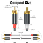 AGVEE 6.6ft RCA Cable, 2 RCA Male Thickened Six Claws Plug Stereo Auxiliary Audio Cord for Home Theater, Amplifier, Active Speakers or Subwoofer, Gray