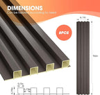 OUZUGIE WPC Acoustic Slat Wall Paneling, 8-Pack 96 x 6 Inches 3D Wall Panels for Interior Wall Decor,Living Room,TV Background,Study Room,Office Spaces,Bedroom,High Grille (Walnut)