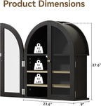 HOACT Arch Bathroom Wall Cabinet with Glass Door, 23.6" Above Toilet Storage Cabinet with Adjustable Shelves, Natural Medicine Cabinet for Kitchen, Laundry Room, Bedroom, Black