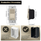 BESTTEN 10 Pack Matte Champagne Gold Dimmer Light Switch, Single Pole or 3-Way, Compatible with Dimmable LED, CFL, Incandescent and Halogen Bulb, 120VAC, Signature Collection, UL Listed