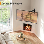 Perlegear Corner TV Wall Mount Long Arm TV Mount Bracket for 32-75 Inch TVs-Full Motion Wall Mount with 32.37” Extension & Swivel Articulating Arm & Tilt, MAX VESA 600x400mm, Holds up to 100 lbs