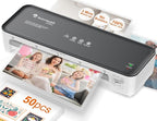 Bonsaii Laminator Machine, 9 Inch Laminators Machine with 50 Laminating Sheets, Laminator with Never Jam Technology for Doc/Posters/Photo, Simple Convenient for Home, Office and School - L418-C Grey