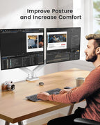 ErGear Dual Monitor Stand up to 32 inches Screen, Load-Bearing Max 22 lbs Each Arm, Adjustable Dual Monitor Mount, Sturdy Steel vesa Monitor Mount with Stable VESA 75x75 100x100mm-White