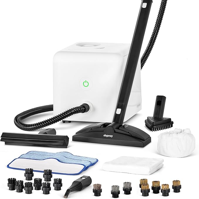 Dupray Neat Steam Cleaner with 27-Piece Accessory Kit – High-Performance Chemical-Free Cleaning for Floors, Cars, Tiles, and More, *Kills 99.9% of Bacteria & Viruses (incl. x16 assorted brushes)