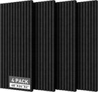 HWLIYUTAI Acoustic Foam Panels, 48 x 24 x 2 inches, 4 Pack Soundproof Foam Wall Panels High Density Noise Canceling Studio for Echo Absorption Home Office (Black 4 Pack, 48" x 24" x 2")