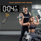 Soobest Digital Wall Clock with Seconds for Gym, Remote Countdown Timer Large LED Display 5 Dimmer, (10.2" White)