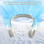 Portable Neck Fan,Personal Wearable Bladeless Fan,LED Display,4-Speeds,6000mAh USB Rechargeable,360° Strong Cooling Wind,Hands Free,White Elephant Gift,Christmas Gifts for Men Women (Light grey)