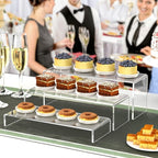 HIIMIEI Acrylic Display Riser, 3 Step 12" Large Acrylic Risers, Thickened to 5mm Clear Rectangular Display Shelf for Cupcake Stand, Tiered Display Stand for gemstone, curio, figurines, Collectibles