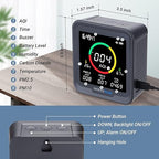INKBIRDPLUS 6-in-1 Indoor Air Quality Monitor, Detects CO2, PM2.5, PM10, AQI, Temperature and Humidity with Alarm, for Rooms, Cellars, Grow Tents, Offices, etc. (PTH-9A)