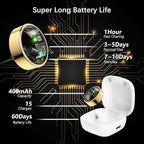 Smart Health Ring for Women Men, Fitness Tracker Ring with Heart Rate, Blood Oxygen, Sleep Tracker, Step Tracker, No Subscription Fee, IP68 Waterproof Smart Ring for iPhone & Android (Gold, 14#)
