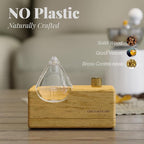 Waterdrop Glass Essential Oil Diffuser with Handmade Wood Base for Aromatherapy, Waterless Scent Diffuser for Yoga Home Office, Portable & Cordless Oil Nebulizer with LED & Timer, Valentine's Day gift