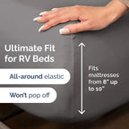 RV Short Queen Sheet Set 60 X 75 - 4 Piece RV Short Queen Bed Sheets - Soft, Breathable & Cooling - Designed for Bunks, Trailers & Camper - Fits 8” to 12" Mattress - Hotel Luxury Bedding - Dark Grey