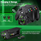 DINOSTRIKE Charger Station Compatible with Xbox Controllers, 2x5520mWh Rechargeable Battery Pack for Xbox One/Series X|S Controllers with Dual Charging Dock and 4 Covers (Controller Not Included)