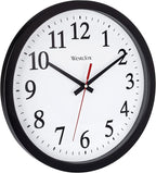 Westclox 14 Inch Round Office Wall Clock with Large Easy to Read Black and White Dial, Battery or Electric Powered, Quartz Accuracy, Glass Lens and Metal Hands, Analog Wall Clock
