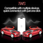 WSTER Sports Car Model Bluetooth Speaker with Stereo Sound, TWS Pairing, LED Party Lights, USB/TF Playback, Movable Wheels, Unique Retro Car Gifts (RED)