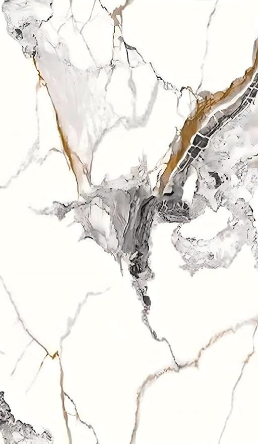 Dundee Deco Faux Marble Wall Panels - 2 ft X 4 ft - Glossy, Waterproof Indoor Wall Cladding - White, Black, Brown Veins - Set of 4 - Covers 31 sq ft