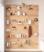 Wooden Wall Organizer Kit – Versatile Display Panel for Home, Office, Study & Bathroom – Wall-Mounted Storage Solution (Oak, 40x120CM)