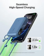 Belkin Portable Charger, Slim USB-C Power Bank 10,000mAh w/ 2 USB-C Ports, Digital Battery Display, 20W Charging Battery Pack - iPhone 17, Air, Pro, Samsung Galaxy S25, Pixel 10, iPad, & More - Blue