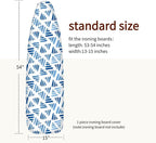Bumkimue Ironing Board Cover and Pad, Standard Size 15x54 Inches, Blue Floral Pattern, Heavy Duty Padded, Elastic Edge, Scorch Resistant (Blue Print on White Background)