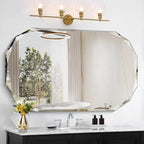 GLASHOM Frameless Bathroom Mirror, 30x48 inch Beveled Bathroom Mirror Wall Mounted, Modern Frameless Mirror for Bathroom, Living Room, Entryway Mirror Horizontal or Vertical