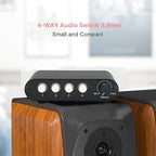 TENEALAY 4-Way 3.5mm Stereo Audio Switch Input Signal Source Switcher Selector Splitter Box with line Volume Controller (4 in 1 Out / 1 in 4 Out) -MC41