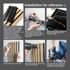 Art3d 4 Pack 47.2 x 23.6in. Wood Slat Acoustic Panels for Wall and Ceiling - 3D Fluted Sound Absorbing Panel with Wood Finish - Matte Black